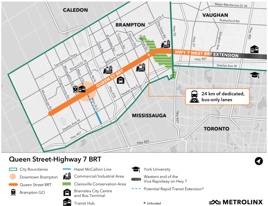 Queen Street Highway 7 BTR extension MAP