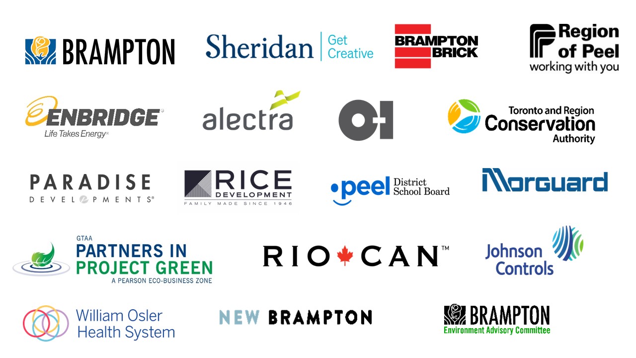 City of Brampton, Sheridan College, Brampton Brick, Region of Peel, Enbridge, Alectra, OI, TRCA, Paradise Developments,       Rice Development, Peel District School Board, Morguard, Partners in Project Green, Rio Can, Johnson Controls, William Osler        Health System, New Brampton, Brampton Environment Advisory Committee